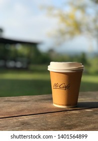 Bangkok Thailand 17 May 2019 : Mcdonald's Coffee Cup Mccafé Logo