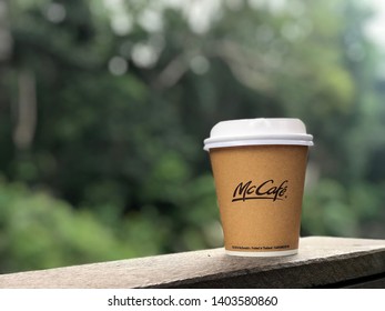 Bangkok Thailand  18 May 2019 : Mcdonald's Coffee Cup Mccafé On Table