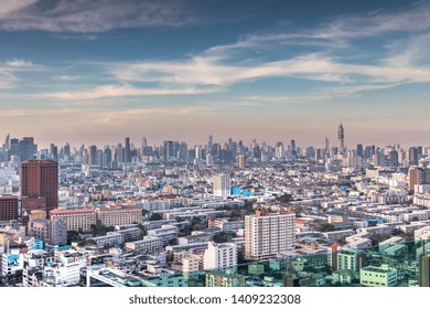 Bangkok, Thailand - 1st January 2019: Bangkok City Skyline On New Year's Day 2019. Celebration Day For The Land Of Smiles.