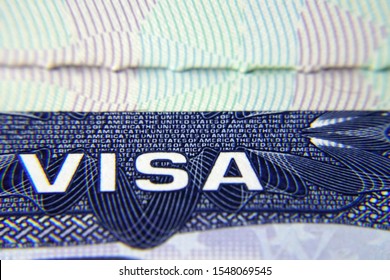 Bangkok Thailand - 20 Aug 2019 : Macro  U.S. visa texture background - Travel and Business concept