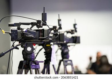 Bangkok, Thailand - 20 Jan 2021, A SONY Video Recorder, Professional Camera And Equipment Extension Is Stalled, Directing To LIVE Interview Stage At Bangkok, Thailand.