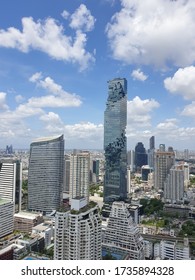 Bangkok Thailand, 20 May 2020 - Skyscraper With Blue Sky Cloud In City Center At Bangkok Thailand