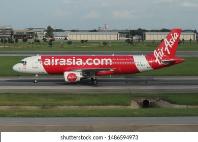 Bangkok Thailand / 2019 AUG 22 / Indonesia Airasia X Taxing To Parking At At Donmuang Airport VTBD.