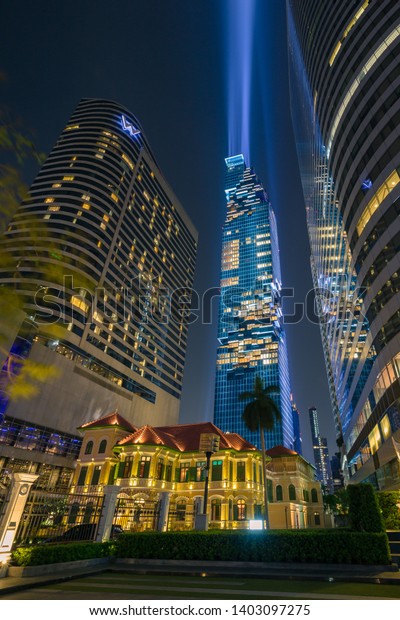 Bangkok, Thailand - 2019, May 5 : Mahanakhon\
building is a mixed-use building that in the central business\
district of Bangkok,\
Thailand.