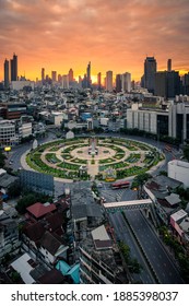 Bangkok, Thailand - 2020 November 7: View of Wongwian Yai and surrounding buildings in the morning in Bangkok.