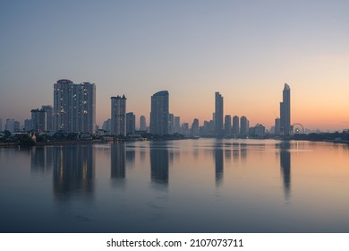 Bangkok, Thailand - 2021 December 7: View of surrounding buildings in the Morning in Bangkok.
