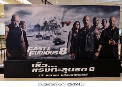 Bangkok, Thailand - 22 April 2017 - Beautiful Standee Of Movie Fast And Furious 8 At The Theater