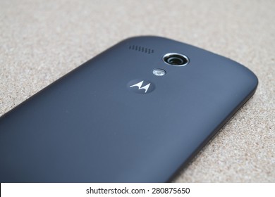 BANGKOK, Thailand - 24 May 2015: Image of the back of Motorola mobile phone. Motorola is a telecommunications company that was founded in 1928.