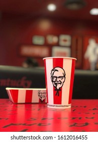 Bangkok Thailand 25 December 2019 : KFC pepsi drink in KFC restaurant. Fast food business background