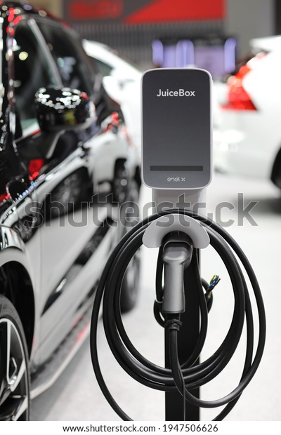 Bangkok, Thailand 30March 2021:Electric car,\
Hybrid electric car charging\
energy.\
\
