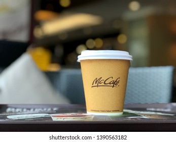 Bangkok Thailand 5 May 2019 : Mcdonald's Coffee Cup Mccafé In Restaurant
