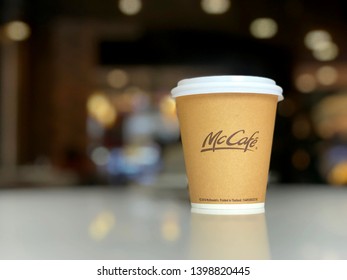 Bangkok Thailand 5 May 2019 : Mcdonald's Coffee Cup Mccafé In Restaurant
