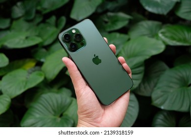 BANGKOK THAILAND : Apple launch smartphone iPhone 13 Pro New Color ALPINE GREEN on March 25 ,2022 bangkok ,thailand