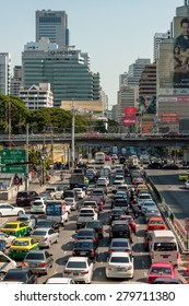 BANGKOK, THAILAND -  APR 2015: Bangkok traffic jam at down town junction on 21 April 2015