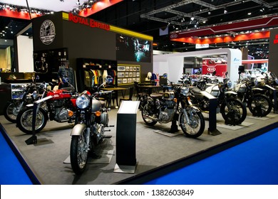 Bangkok, Thailand, April 04, 2018  Royal Enfield motorcycle booth at Bangkok International Motor Show
