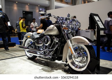 Bangkok, Thailand - April 06, 2018: Harley Davidson bike on display at Impact Arena exhibition Muangthong Thani ,Bangkok International Motor Show 2018 on April 06, 2018 in Bangkok, Thailand.

