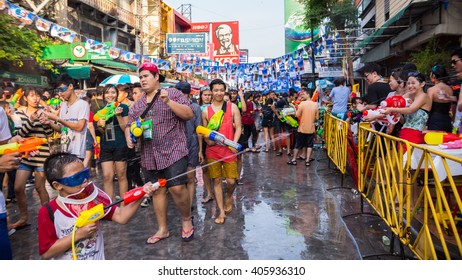 Bangkok, Thailand - April 14, 2016: Bangkok Songkran Festival Khaosan Road 2016, The Songkran festival is celebrated in Thailand as the traditional New Year's Day from 13 to 15 April.