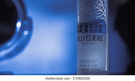 Bangkok, Thailand - April 14, 2020: Belvedere Vodka bottle photographed at my photo studio in Bangkok