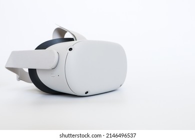 Bangkok, Thailand - April 14 2022 : Oculus Quest 2 Virtual Reality Headset, All-in-one VR Headset On White Background.