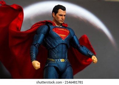 Bangkok, Thailand - April 14,2022 : A Setting Of Superman Action Figure From Superman Comic