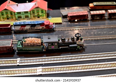 BANGKOK, THAILAND - April 2, 2022 : Model Train Exhibition At The Fair 