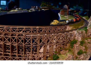 BANGKOK, THAILAND - April 2, 2022 : Model Train Exhibition At The Fair 