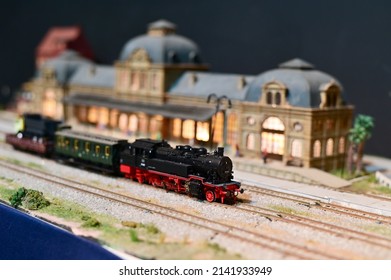 BANGKOK, THAILAND - April 2, 2022 : Model Train Exhibition At The Fair 