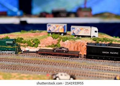 BANGKOK, THAILAND - April 2, 2022 : Model Train Exhibition At The Fair 