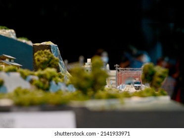 BANGKOK, THAILAND - April 2, 2022 : Model Train Exhibition At The Fair 