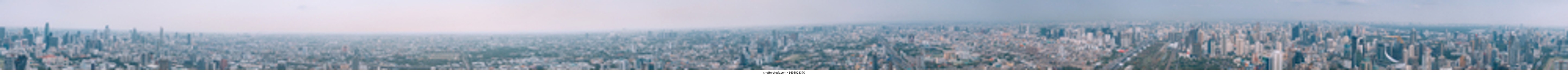 
Bangkok, Thailand - April 26, 2019: Panoramic Shot Of The City Seen From Observation Deck Of Baiyoke Sky Hotel.
