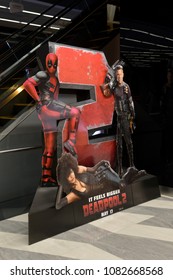 Bangkok, Thailand - April 28, 2018: Standee of Marvel Hero Deadpool 2 display at the theater