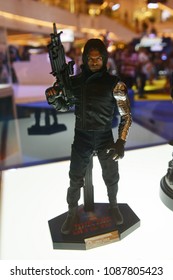 Bangkok, Thailand - April 28, 2018: Mini Model Bucky Barnes Or Winter Soldier (Sebastian Stan) From A Marvel Superhero Movie Avengers 3: Infinity War Displays At The Theater