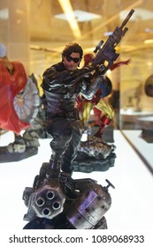 Bangkok, Thailand - April 28, 2018: Mini Model Comic Bucky Barnes Or Winter Soldier (Sebastian Stan) From A Marvel Superhero Movie Avengers 3: Infinity War Displays At The Theater