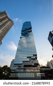 BANGKOK, THAILAND - APRIL 30, 2022: Mahanakorn Sky Scraper The Higher Modern Building Landmark With Sathorn Square Commercial Office And W Hotel At Sathorn Bussiness Center Of Bangkok City