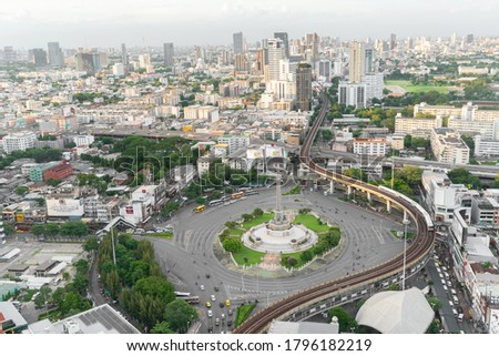 Bangkok, Thailand - Aug 08, 2020: Thailand victory monument,  main traffic for road in Bangkok, central Bangkok Thailand