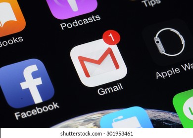 BANGKOK, THAILAND -AUGUST 1, 2015: Gmail Icon on IPhone screen on August 1,2015