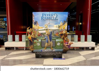 Bangkok, Thailand - August 15, 2020: Standee Of A Movie Peter Rabbit 2 Displays At The Theater