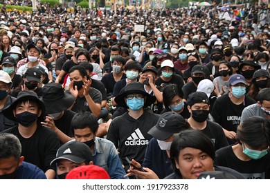 Bangkok, Thailand - August 16, 2020:  Thailand anti-government protest at the Democracy Monument.