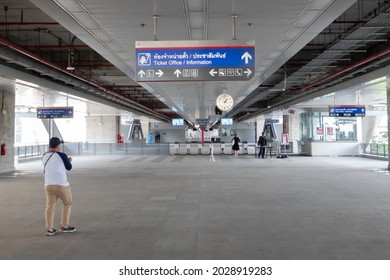 Bangkok, Thailand - August 19, 2021 - The Entrance Of SRT Dark Red Line Lak Si Staiton.