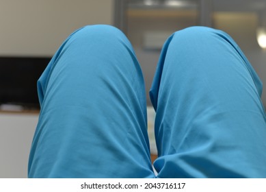 Bangkok, Thailand – August 21, 2021: Patient In Blue Hospital Gown In Bangkok, Thailand, Asia