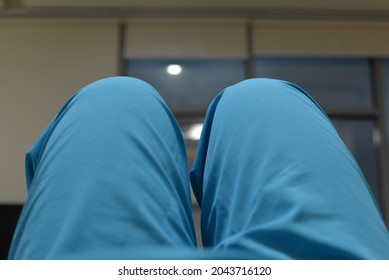 Bangkok, Thailand – August 21, 2021: Patient In Blue Hospital Gown In Bangkok, Thailand, Asia