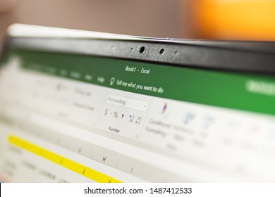 Bangkok, Thailand - August 22, 2019 : Microsoft Excel, A Spreadsheet Developed By Microsoft, On Computer Screen.