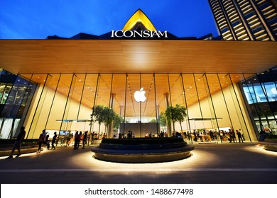 Bangkok, Thailand - August 25, 2019: View front of Apple store shop at the iconsiam, The New Shopping Mall in Bangkok Thailand