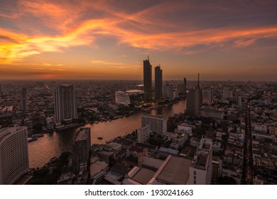 Bangkok, Thailand - August 25, 2020: View of Bangkok cityscape from Lebua at State tower.