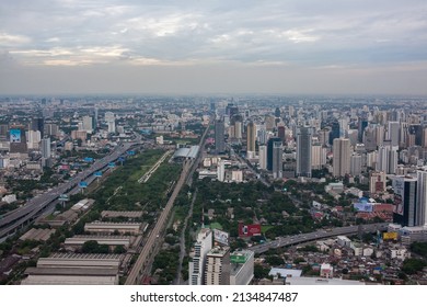 BANGKOK, THAILAND - AUGUST 28: Cityscape of Bangkok, Capital City of Thailand. Aerial view form Baiyoke Tower II where tallest building in the city and tallest hotel in Southeast Asia on Aug 28, 2012