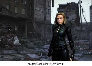 Bangkok, Thailand - August 29,2018: The Setting Of Black Widow, An Action Figure Display From Famous Marvel Comic.