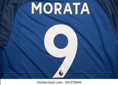 BANGKOK, THAILAND - AUGUST 4: The Name Of Alvaro Morata On Chels