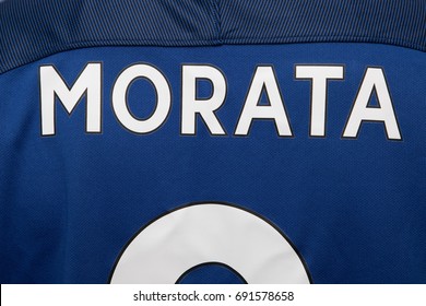 BANGKOK, THAILAND - AUGUST 4: The Name Of Alvaro Morata On Chels