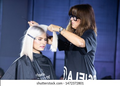 Bangkok, Thailand - August 6, 2019 ; Master show Hair trend in "Schwarkopf Essential Look 2019", Runway present Newest Trend of Hair style color and cut on stage at St. Regis Hotel