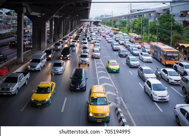 BANGKOK, THAILAND - August 6: Traffic jam on August 6, 2017 in Bangkok. Bangkok had one of the worst traffic problems in the world with unbelievable traffic jams.